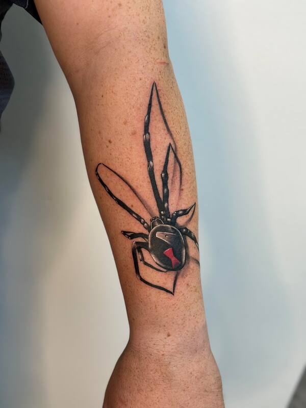 Black Widow Tattoo by Haley at Tantrix Body Art