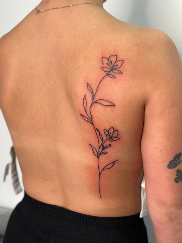 Floral Line Work by Haley at Tantrix Body Art