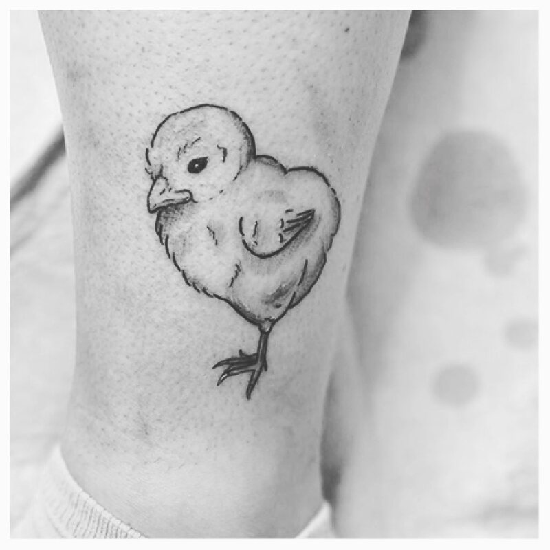 baby chicken tattoo by bella at tantrix body art