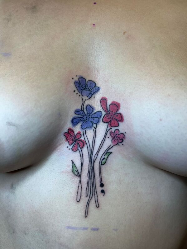 floral sternum tattoo by bella at tantrix bodyart
