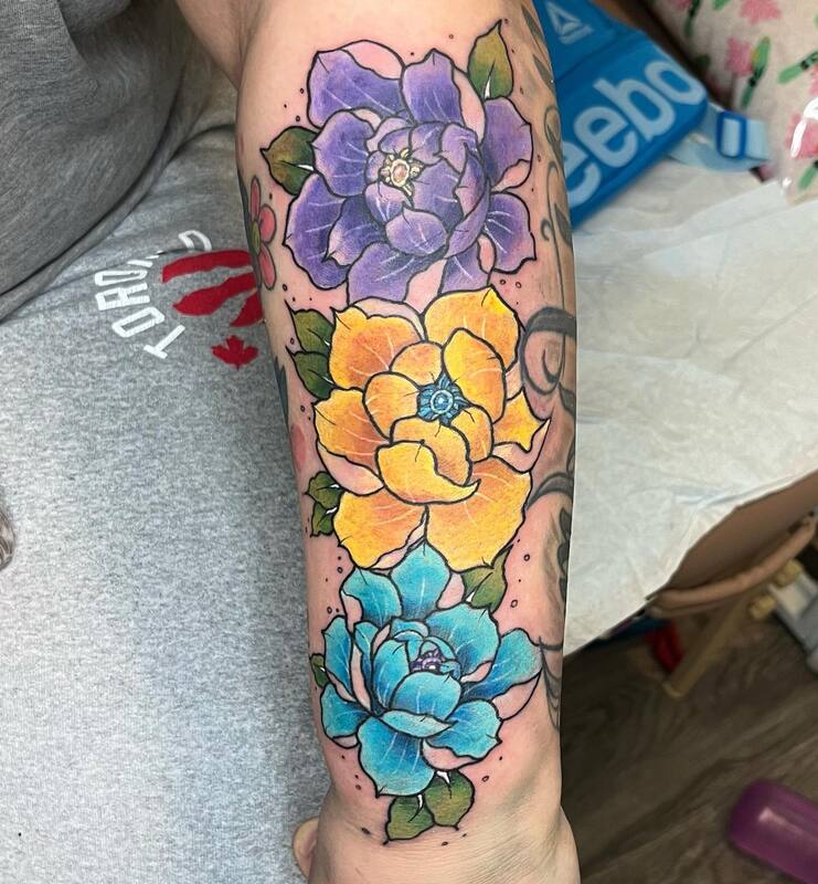 colour flower tattoo