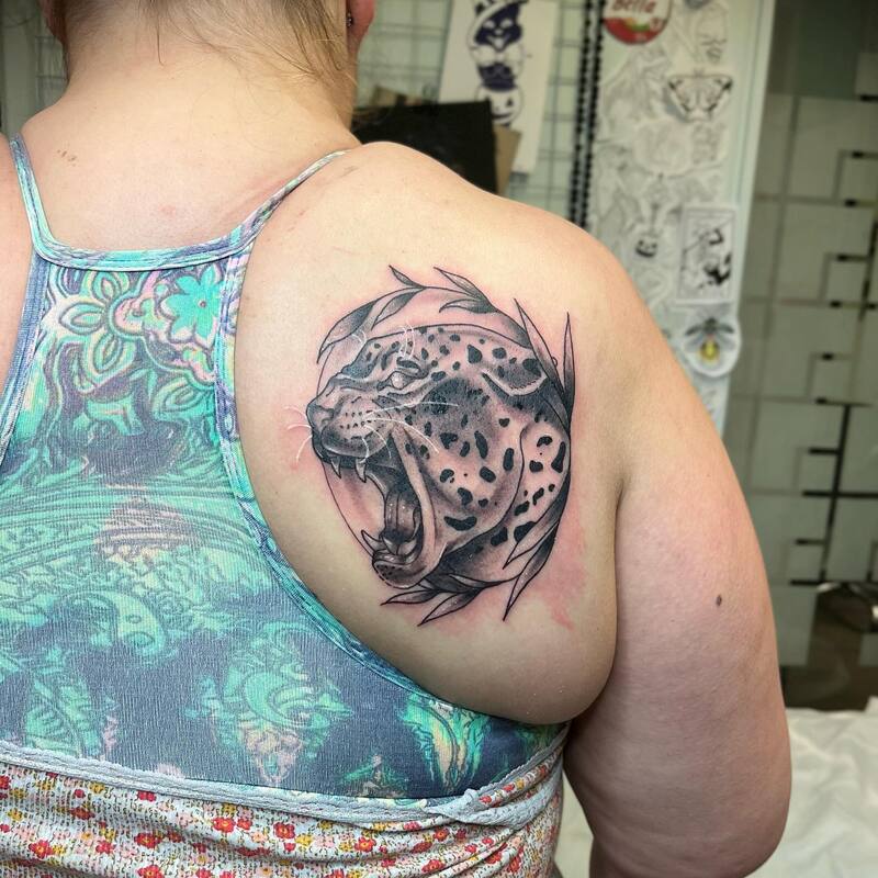 neo trad cheetah tattoo