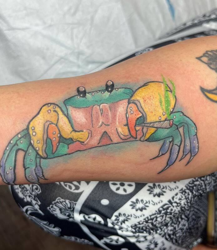 colourful crabby tattoo