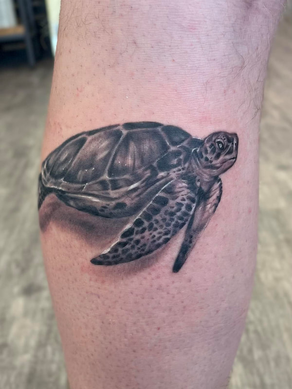realistic turtle tattoo by bella at tantrix body art