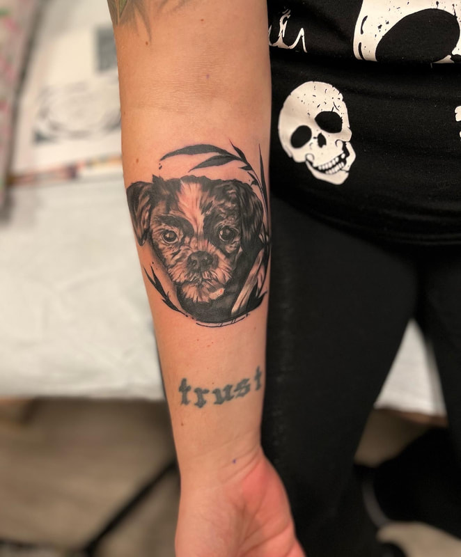 puppy portrait tattoo