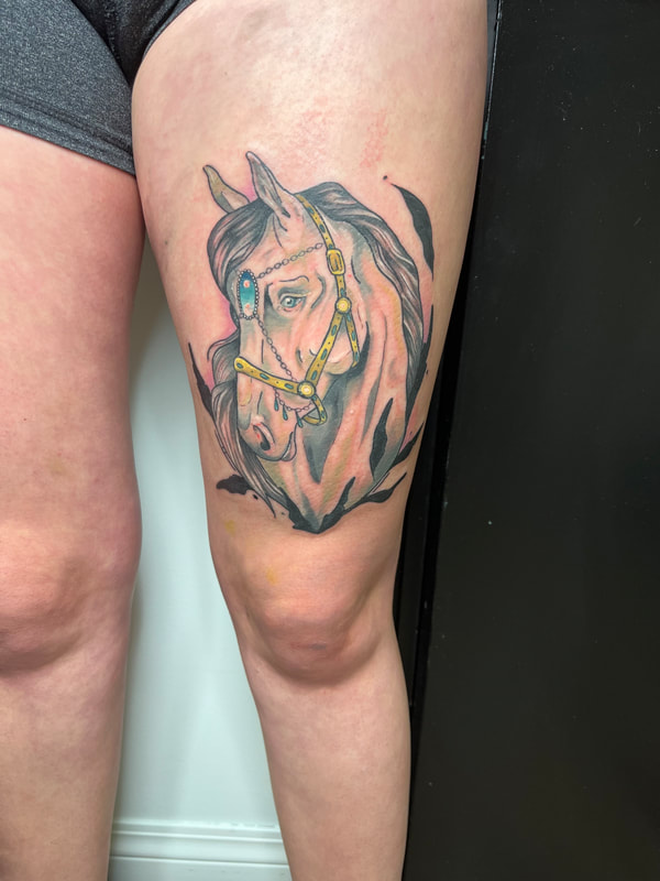 custom horse tattoo by bella at tantrix body art